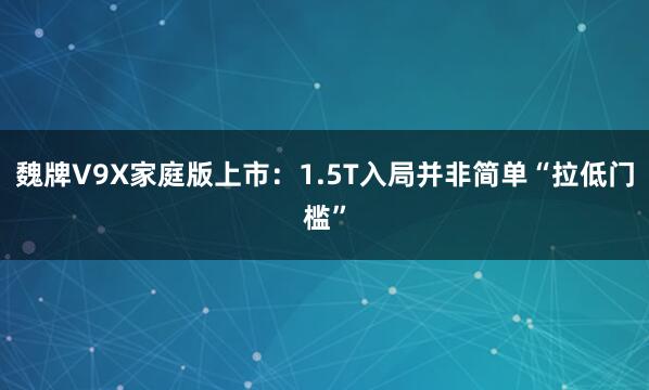 魏牌V9X家庭版上市：1.5T入局并非简单“拉低门槛”