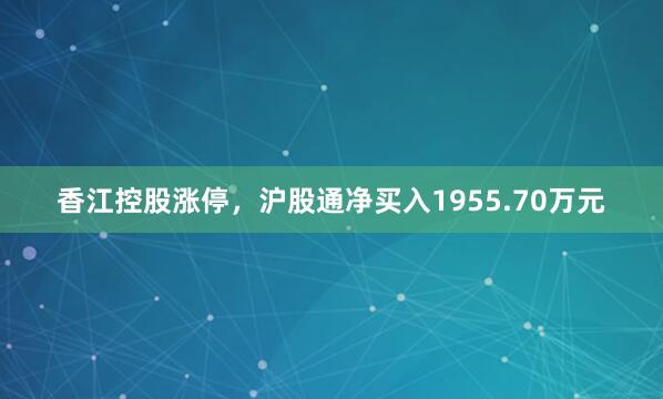 香江控股涨停，沪股通净买入1955.70万元