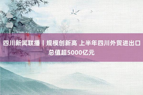 四川新闻联播丨规模创新高 上半年四川外贸进出口总值超5000亿元