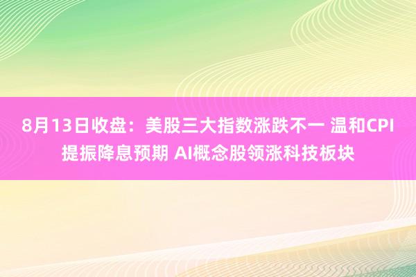 8月13日收盘：美股三大指数涨跌不一 温和CPI提振降息预期 AI概念股领涨科技板块