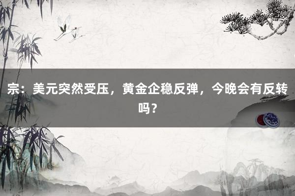 宗：美元突然受压，黄金企稳反弹，今晚会有反转吗？
