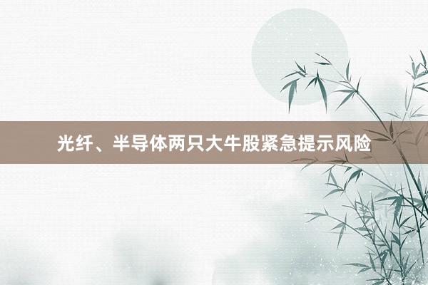 光纤、半导体两只大牛股紧急提示风险