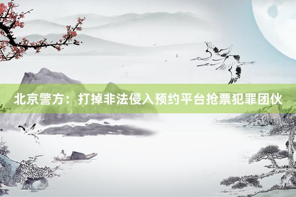 北京警方：打掉非法侵入预约平台抢票犯罪团伙