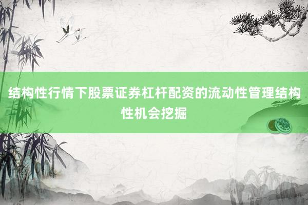 结构性行情下股票证券杠杆配资的流动性管理结构性机会挖掘