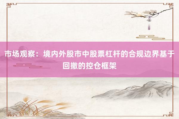 市场观察：境内外股市中股票杠杆的合规边界基于回撤的控仓框架
