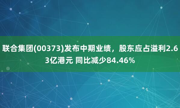 联合集团(00373)发布中期业绩，股东应占溢利2.63亿港元 同比减少84.46%