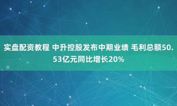 实盘配资教程 中升控股发布中期业绩 毛利总额50.53亿元同比增长20%