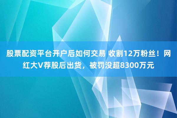 股票配资平台开户后如何交易 收割12万粉丝！网红大V荐股后出货，被罚没超8300万元