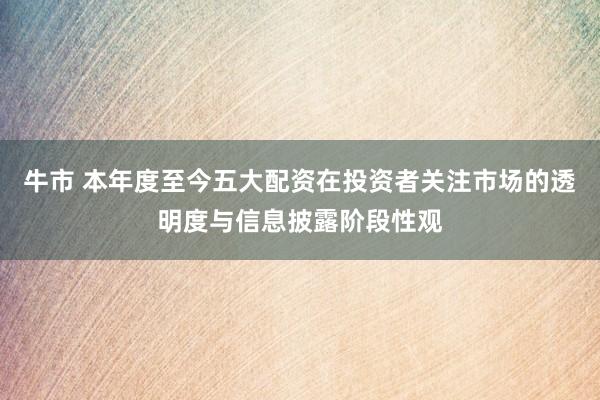 牛市 本年度至今五大配资在投资者关注市场的透明度与信息披露阶段性观