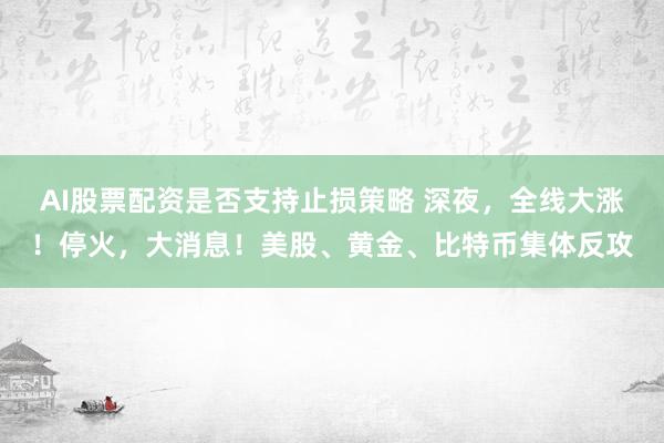 AI股票配资是否支持止损策略 深夜，全线大涨！停火，大消息！美股、黄金、比特币集体反攻