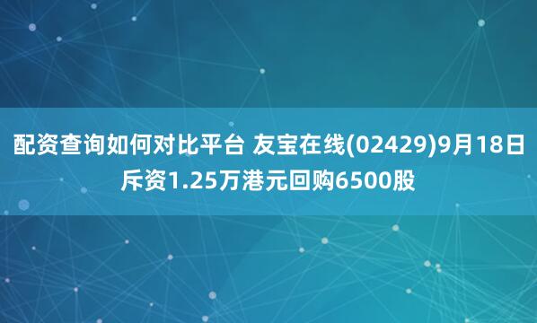 配资查询如何对比平台 友宝在线(02429)9月18日斥资1.25万港元回购6500股