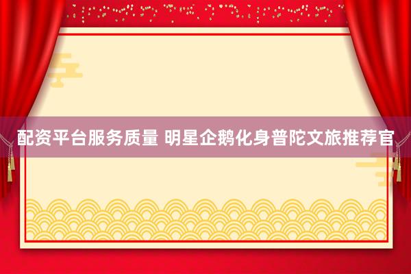 配资平台服务质量 明星企鹅化身普陀文旅推荐官