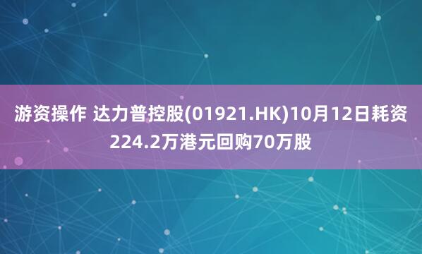 游资操作 达力普控股(01921.HK)10月12日耗资224.2万港元回购70万股