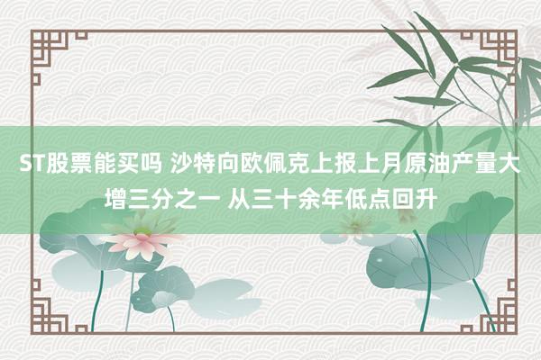 ST股票能买吗 沙特向欧佩克上报上月原油产量大增三分之一 从三十余年低点回升