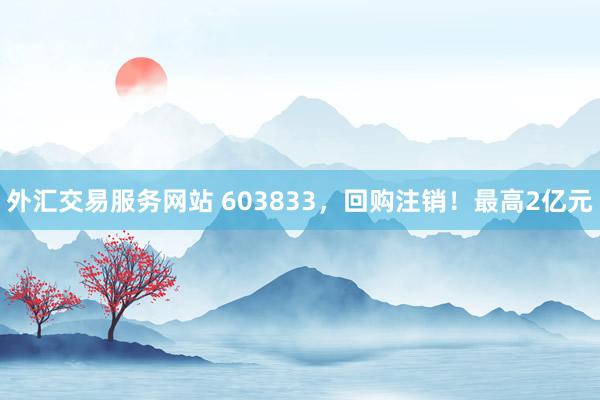 外汇交易服务网站 603833，回购注销！最高2亿元