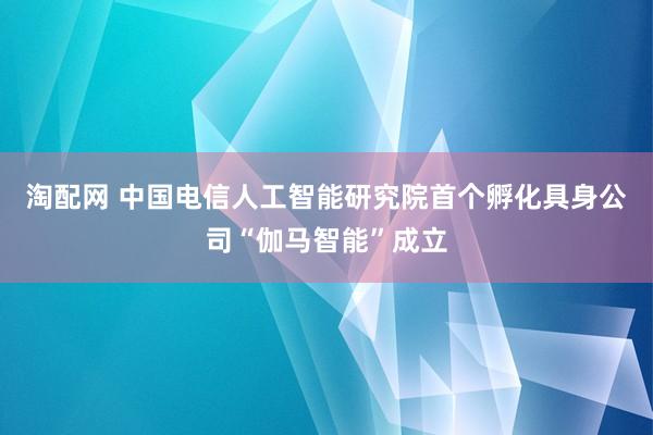 淘配网 中国电信人工智能研究院首个孵化具身公司“伽马智能”成立