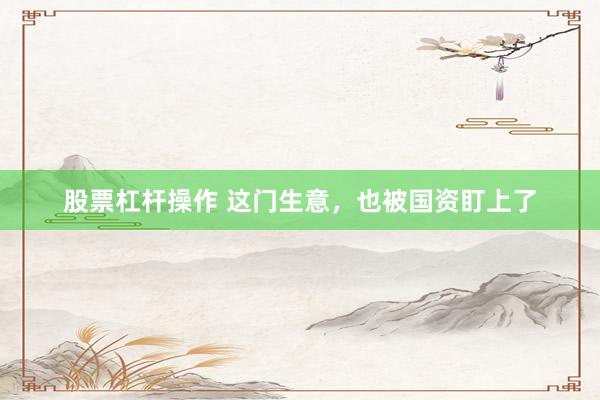 股票杠杆操作 这门生意，也被国资盯上了